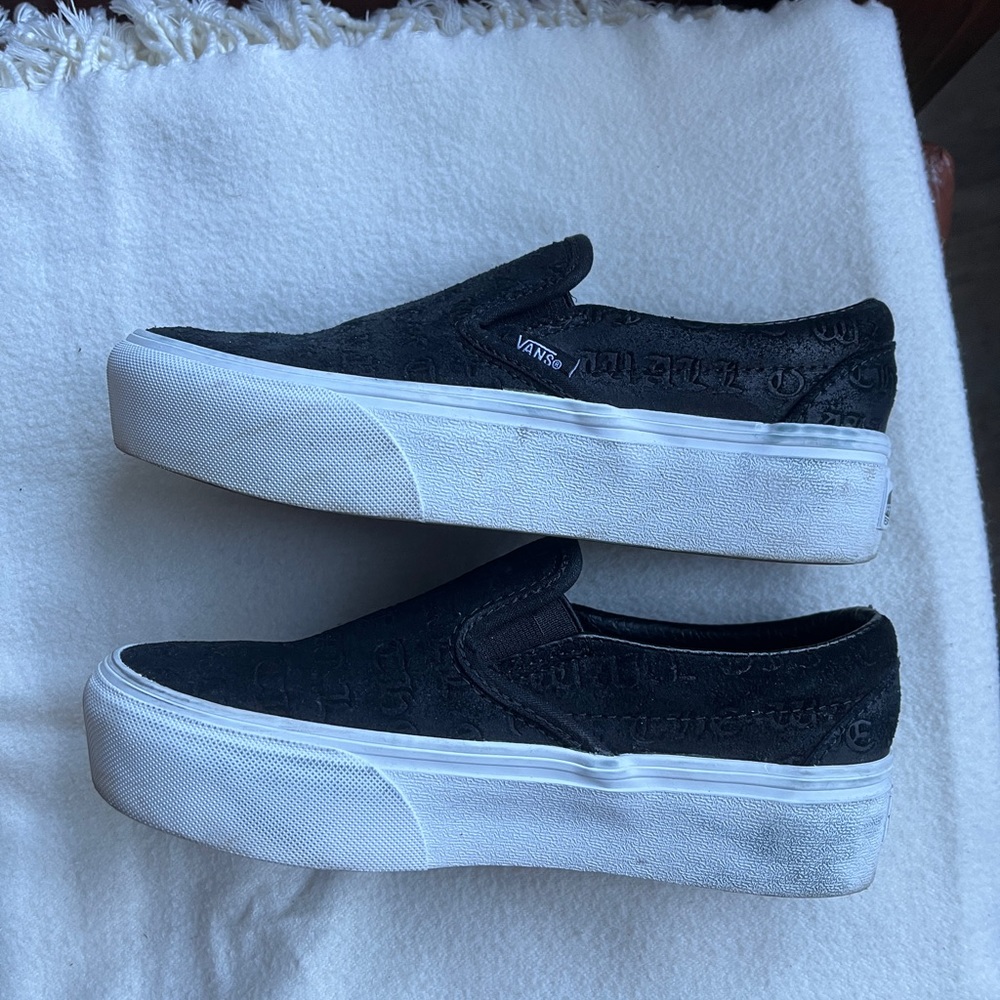 Platform Black Slip On Vans, With Embossed Otw Wr… - image 2